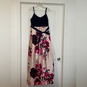Navy floral prom dress